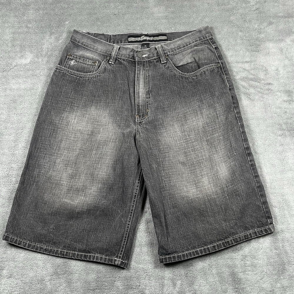Vintage Enyce Men Jean Shorts 38 Black Baggy Streetwear Hip Hop Skater Y2K Denim